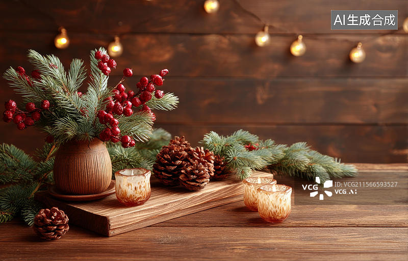 【AI数字艺术】圣诞节餐桌装饰品图片素材