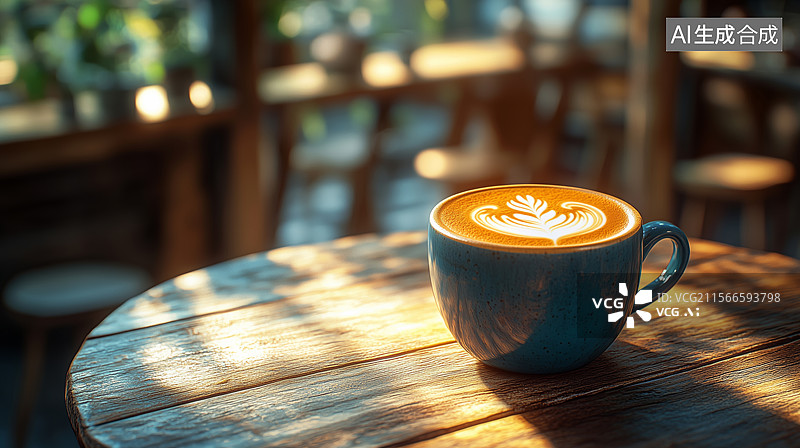 【AI数字艺术】一杯咖啡的温暖时光图片素材