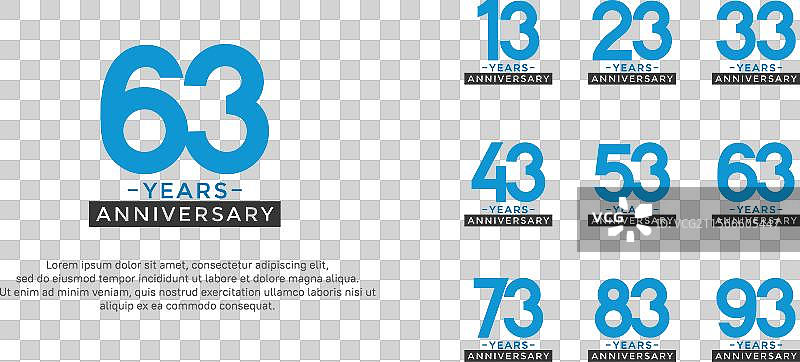 蓝色和黑色的周年纪念标志风格组合图片素材