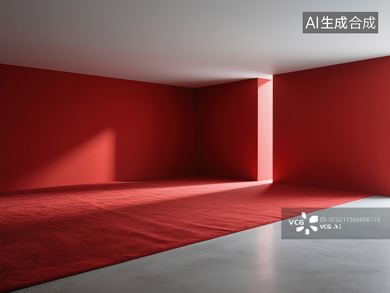 【AI数字艺术】红室光影：敞开之门的色彩空间图片素材