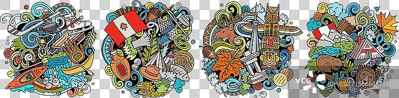 加拿大卡通涂鸦设计套装图片素材