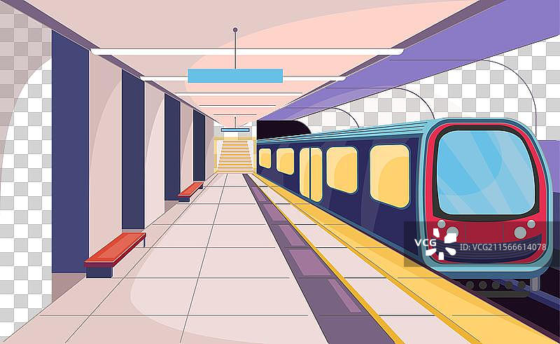 卡通色彩的地铁站内部场景图片素材