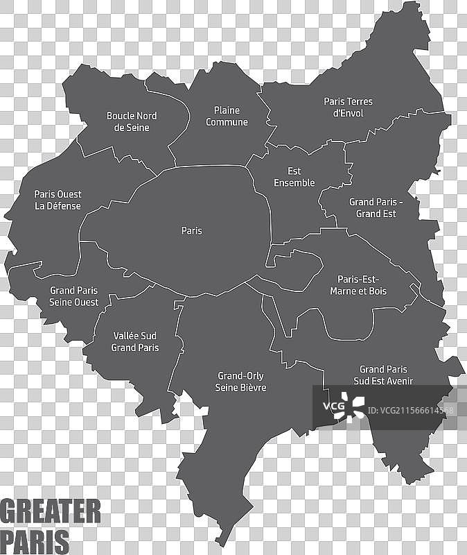 大巴黎行政地图图片素材