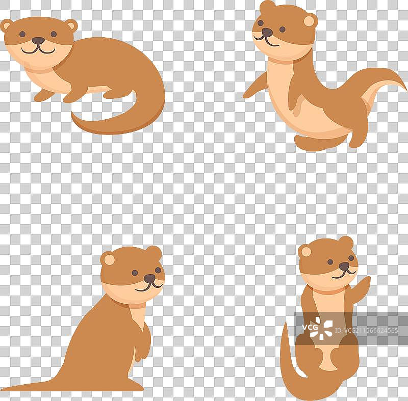 黄鼠狼图标集 卡通水貂 雪貂图片素材