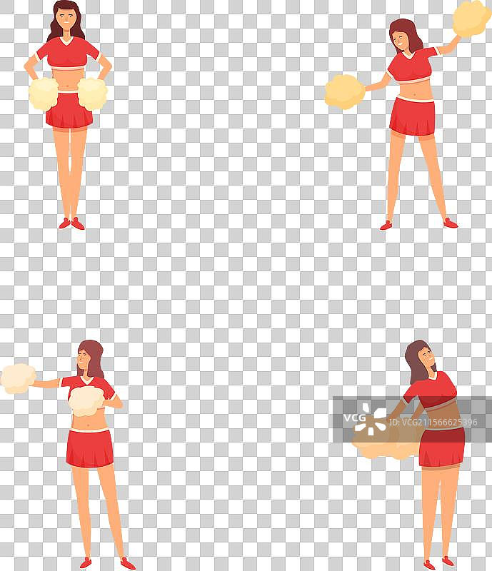 啦啦队舞者图标集卡通风格图片素材