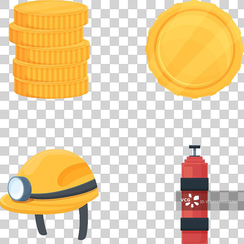 卡通风格的金矿开采图标集图片素材