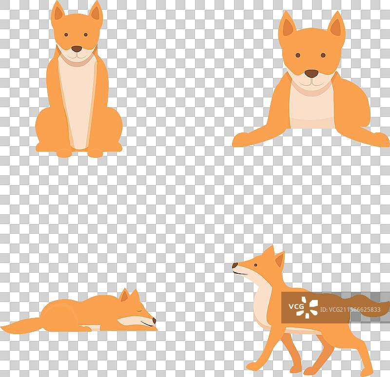 澳大利亚丁哥犬卡通图标集图片素材