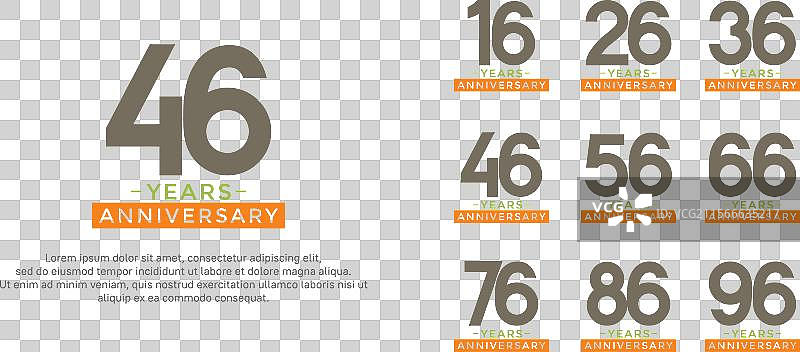 黑色和橙色的周年纪念标志风格套件图片素材