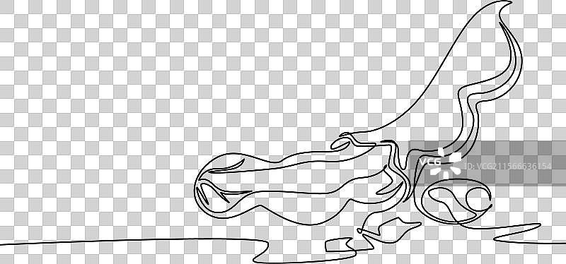 单一连续线条绘制的健康剥皮水果图片素材