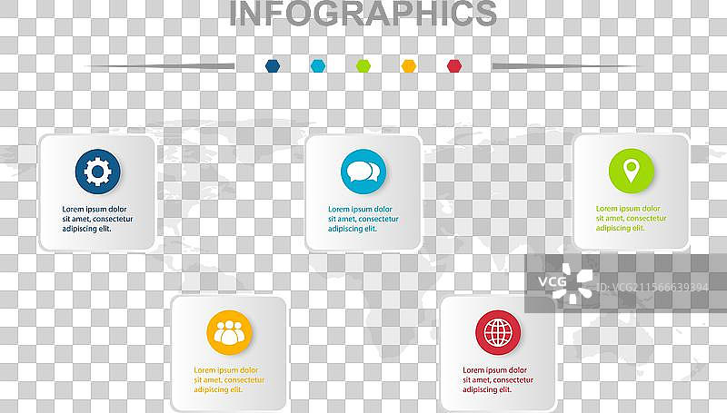 带有5个圆形的 инфографика 设计模板图片素材