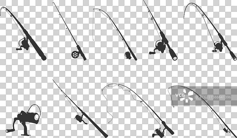 钓鱼竿剪影 钓鱼竿SVG图片素材