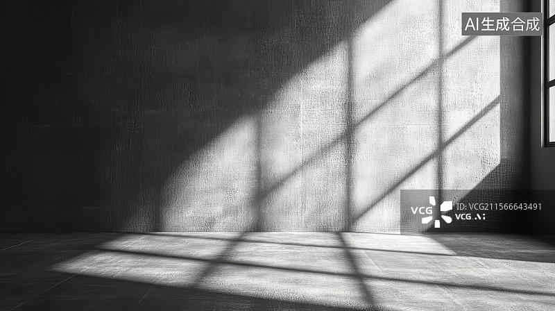 【AI数字艺术】阳光透过窗户投射在墙上的阴影图片素材