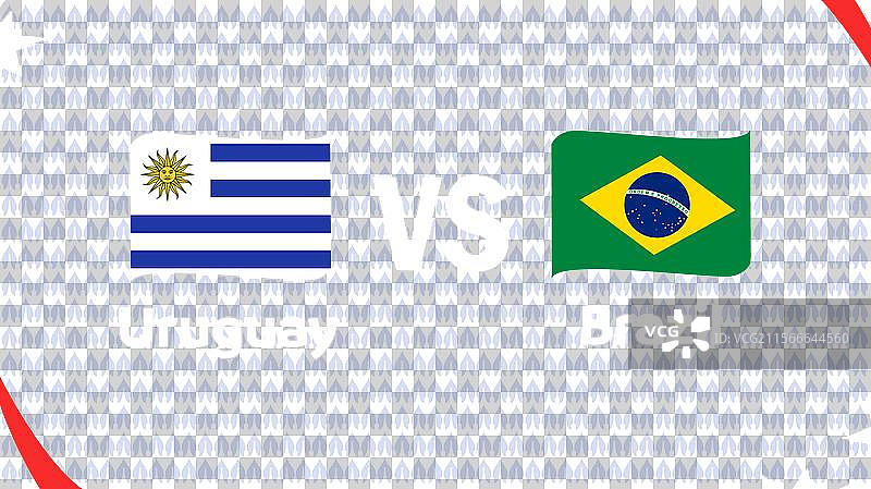 乌拉圭和巴西比赛的旗帜丝带设计图片素材