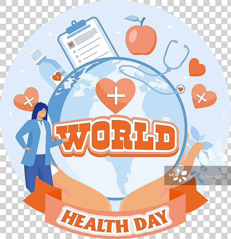4月7日世界卫生日与地球和图片素材