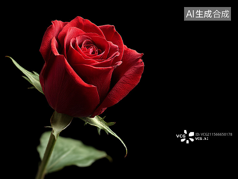 【AI数字艺术】绽放的红玫瑰图片素材