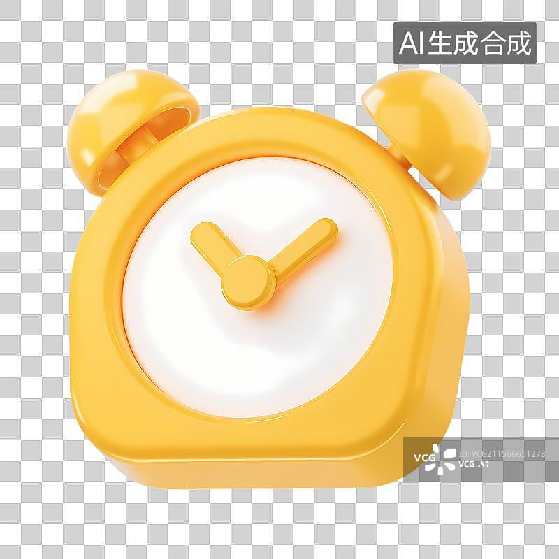 【AI数字艺术】黄色3D闹钟与铃铛图片素材