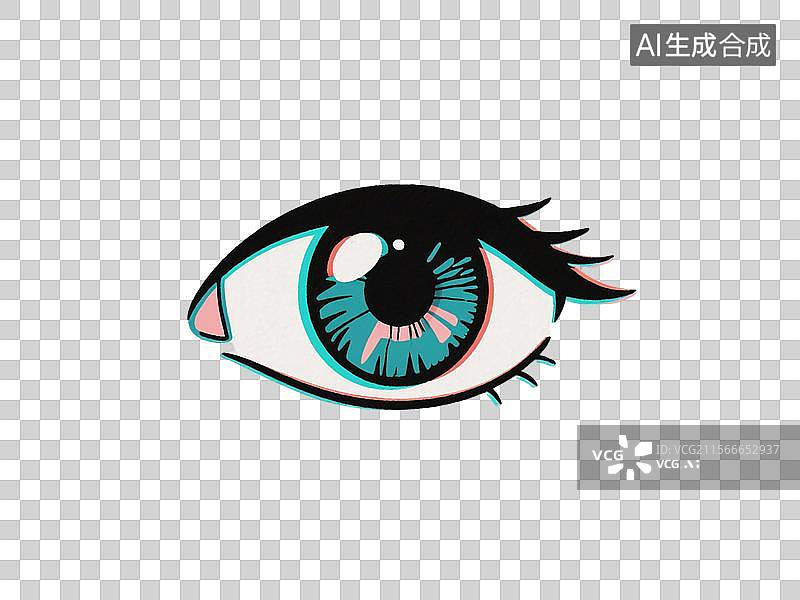 【AI数字艺术】单眼彩色负像的卡通插画图片素材