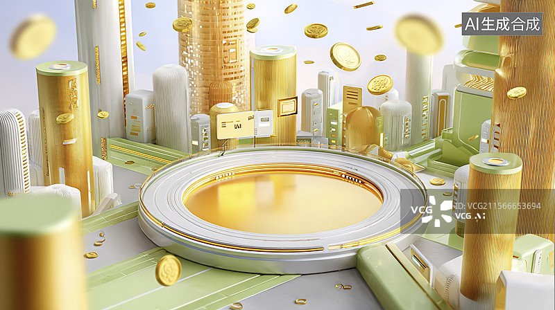 【AI数字艺术】未来金融都市舞台图片素材