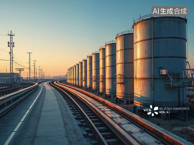 【AI数字艺术】工业铁路储罐图片素材