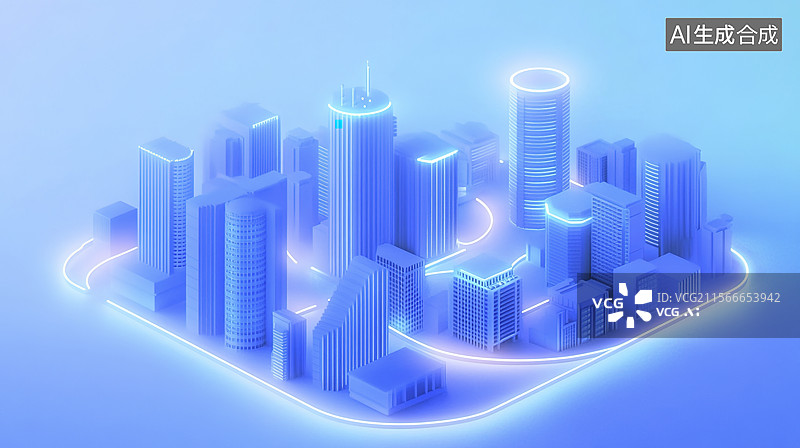 【AI数字艺术】未来城市网络设计图片素材