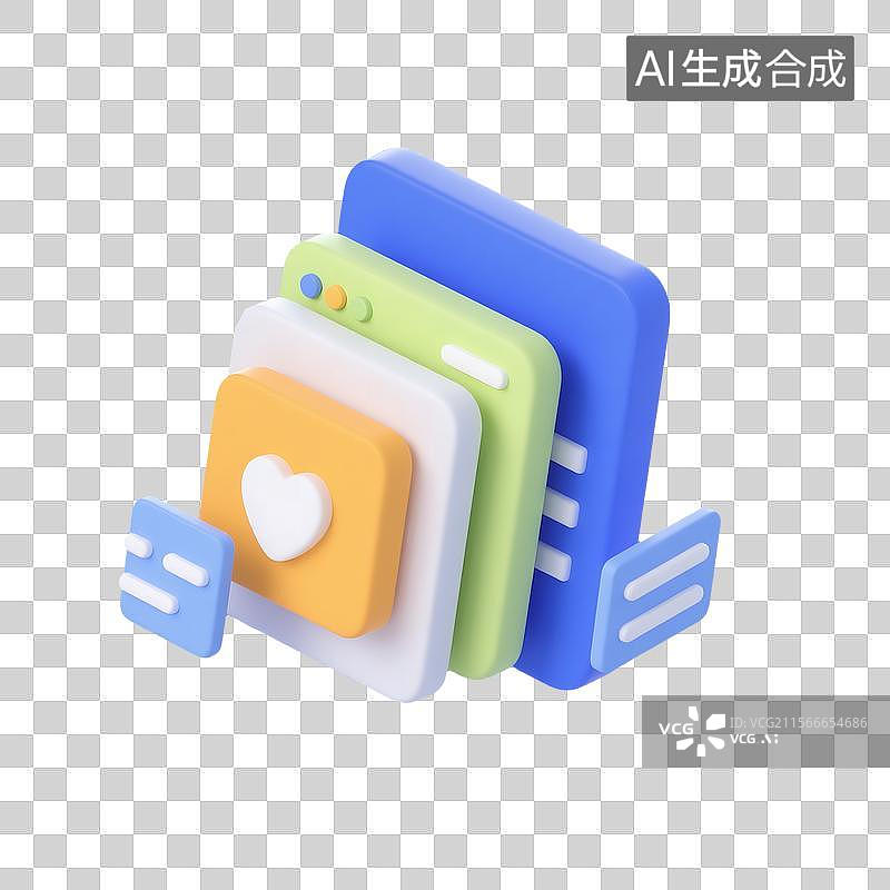 【AI数字艺术】3D风格的Web开发数据图标卡通插图图片素材