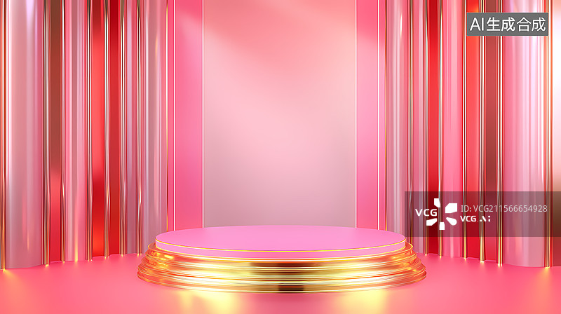 【AI数字艺术】粉色舞台空景图片素材