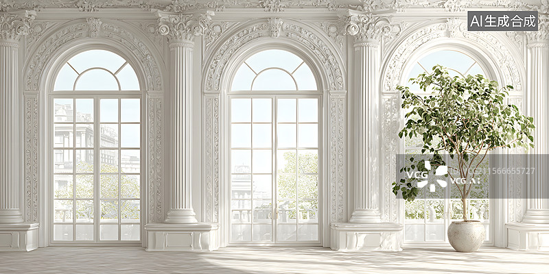 【AI数字艺术】优雅,中世纪房屋,室内设计,欧美图片素材