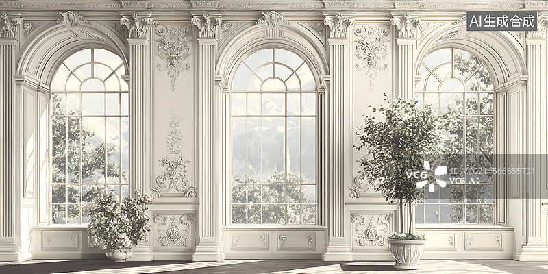 【AI数字艺术】优雅,中世纪房屋,室内设计,欧美图片素材