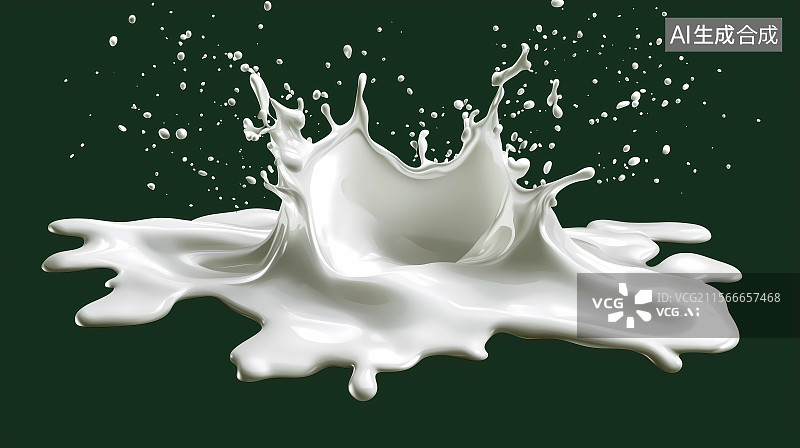 【AI数字艺术】泼洒的牛奶创意插画图片素材