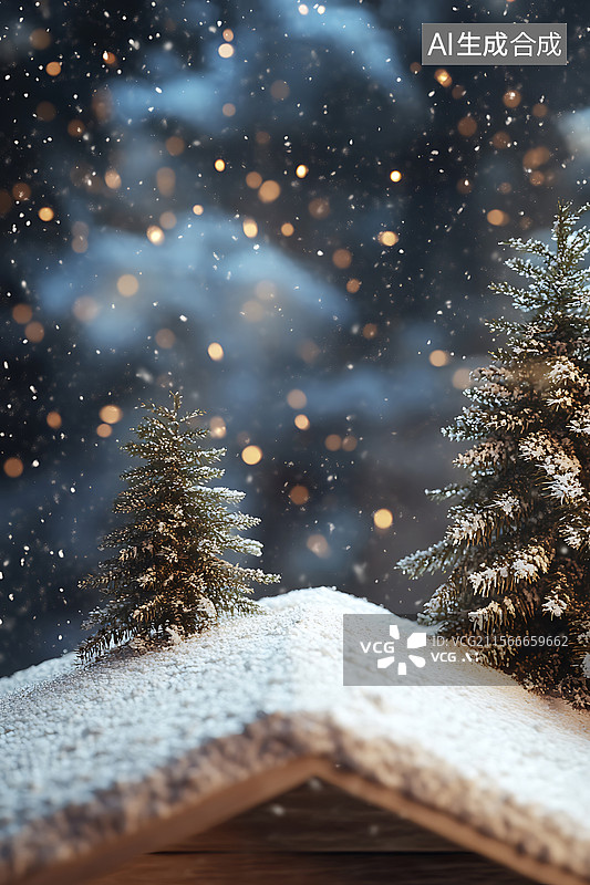 【AI数字艺术】小木屋冬季下雪松树环境微缩景观自然大自然风景图片素材