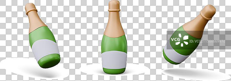 逼真的香槟瓶，带有空白标签图片素材