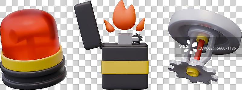 红色信号灯与灭火喷头图片素材