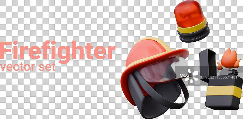 救援者头盔，带有红色闪烁火焰的轻便灯图片素材