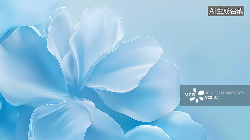 【AI数字艺术】梦幻蓝色花朵抽象图片素材