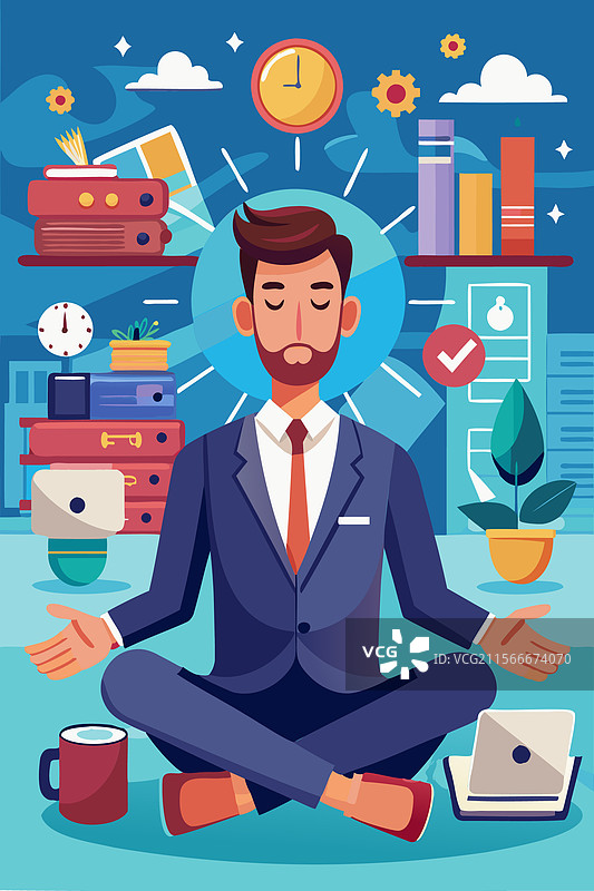 禅意商人平衡工作与正念图片素材