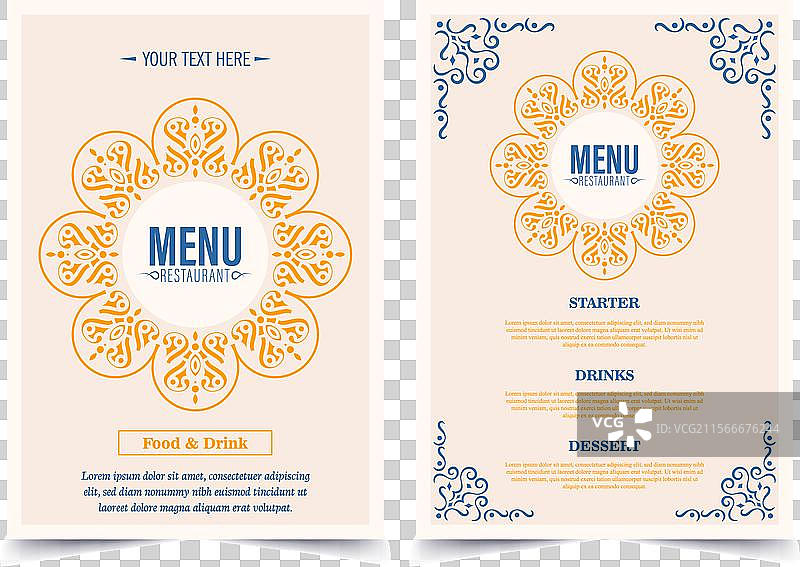 经典菜单布局与装饰元素图片素材