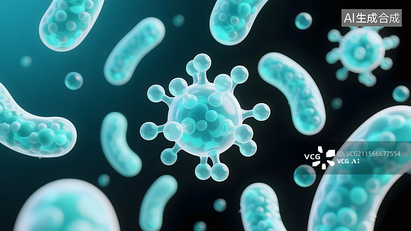 【AI数字艺术】显微生物细胞核病毒细胞图片素材