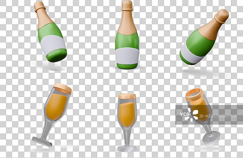 优雅的绿色气泡酒瓶图片素材