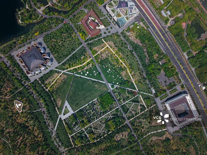 航拍浦东世博地区后滩世博文化公园图片素材