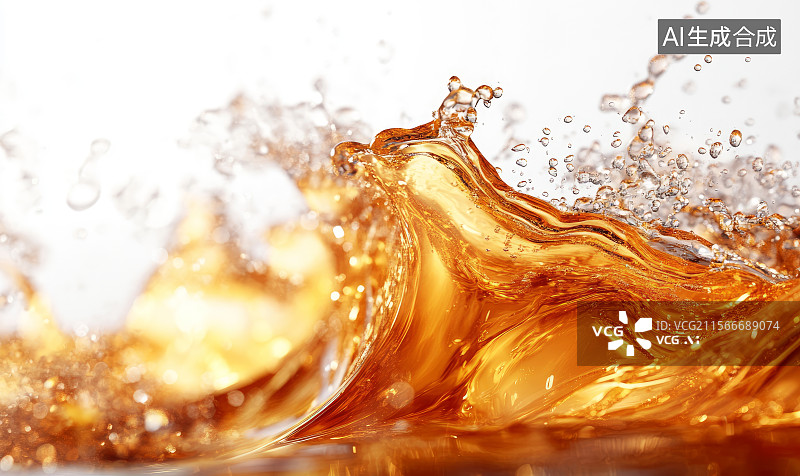 【AI数字艺术】橙色液体飞溅动态画面图片素材
