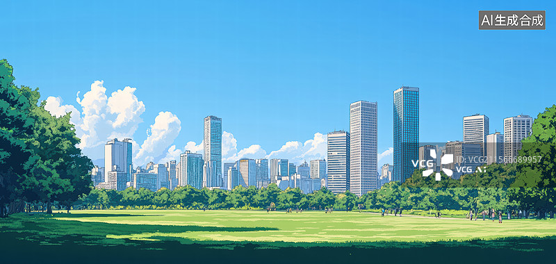 【AI数字艺术】城市与自然的和谐图片素材