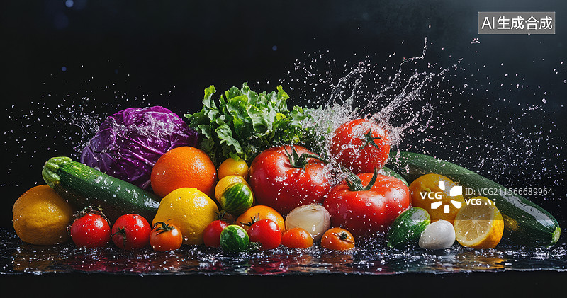 【AI数字艺术】新鲜蔬菜水果展示图片素材