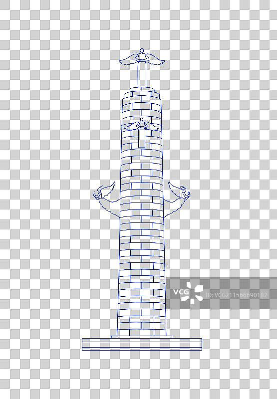 城市地标建筑泉州飞天迎宾线条矢量插画免扣元素图片素材