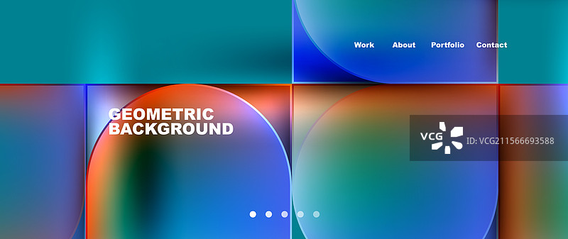 几何抽象玻璃效果，带有圆形和图片素材