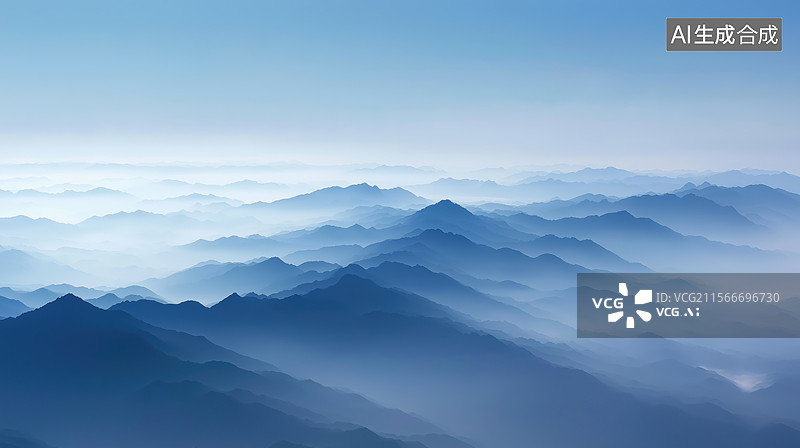 【AI数字艺术】远山云海的壮丽景色图片素材