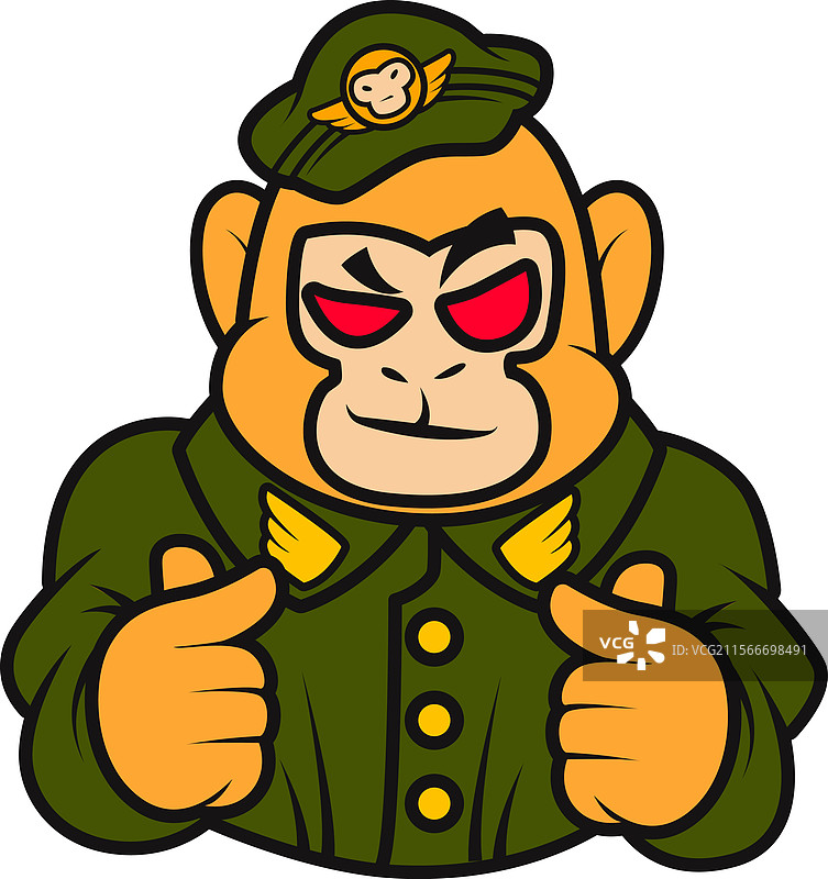 穿军装的大猩猩卡通形象图片素材