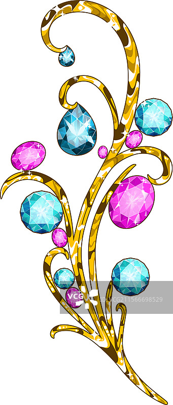 黄金宝石花卉胸针图片素材