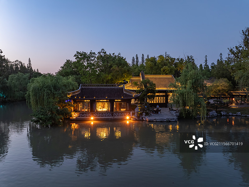 江苏扬州瘦西湖各景点航拍图片素材