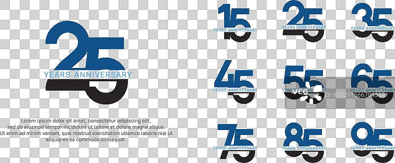 黑色和蓝色的周年纪念标志风格套件图片素材
