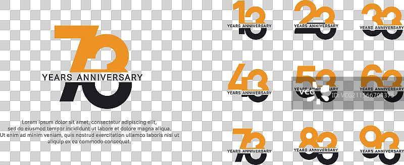 黑色和橙色的周年纪念logo风格套件图片素材